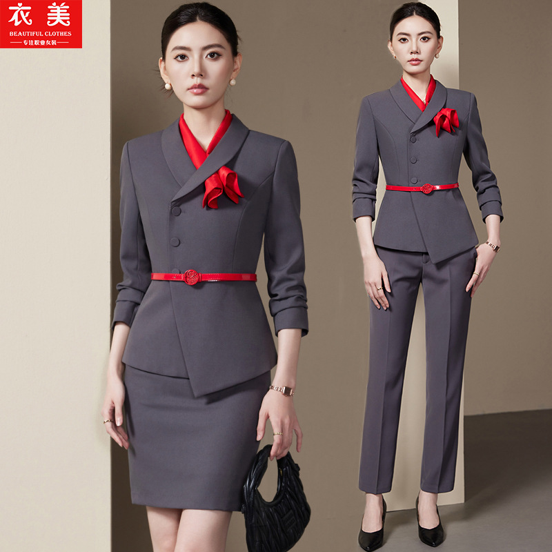 Women'S Formal Wear Stores - Gray Women's Suit Set2025New Fashion Long