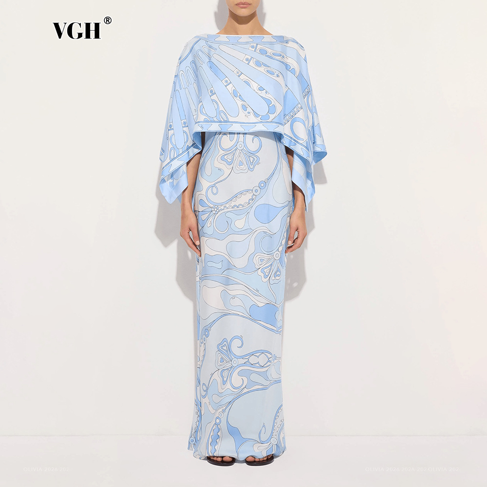 VGH Light Blue Abstract Print  - Woman Formal Wear ulasan dan harga