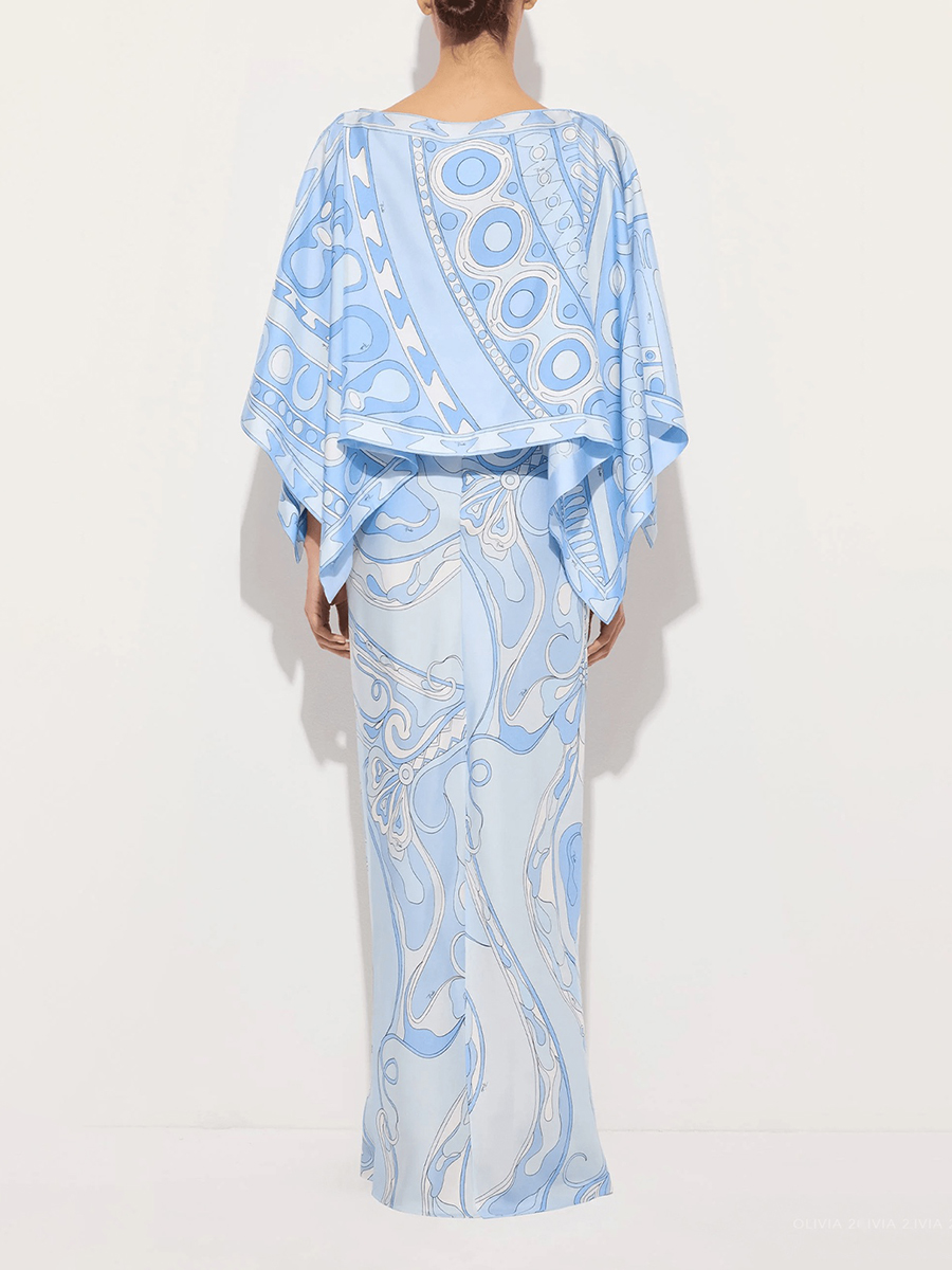 VGH Light Blue Abstract Print  - Woman Formal Wear ulasan dan harga