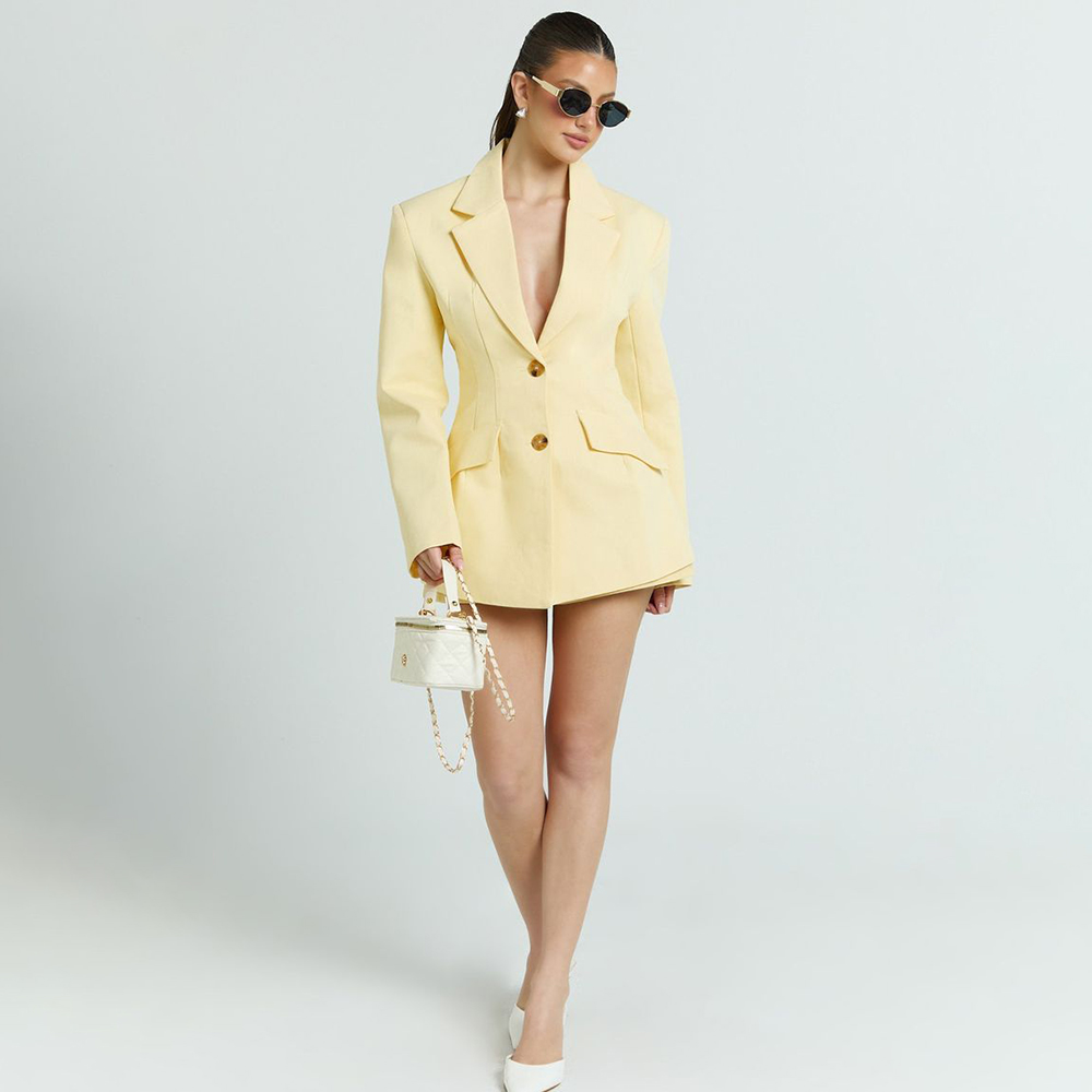 Light Yellow Women's 2Pic Suit - Yellow Formal Wear Women ulasan dan harga