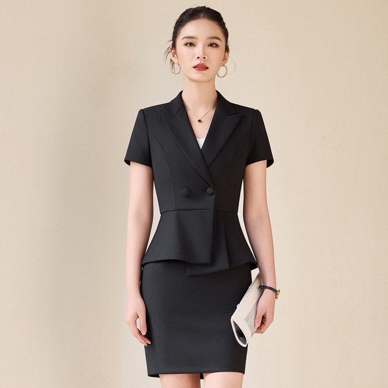 Gray short-sleeved suit for wo - Women'S Formal Wear Stores ulasan dan harga