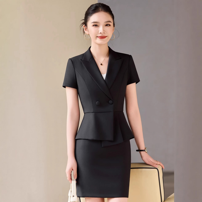 Gray short-sleeved suit for wo - Women'S Formal Wear Stores ulasan dan harga