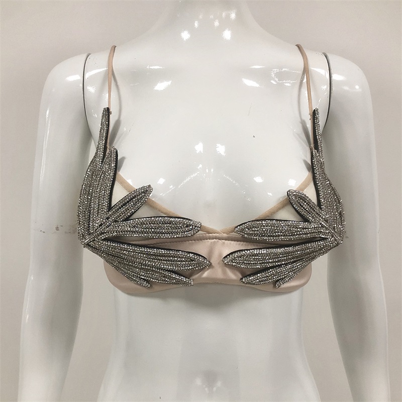 Luxury Crystals Women Top Bra  - Yellow Formal Wear Women ulasan dan harga