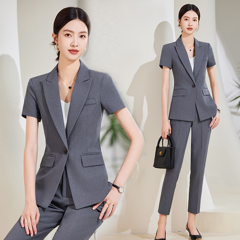 Navy Blue Short Sleeve Suit Se - Women'S Formal Wear Stores ulasan dan harga