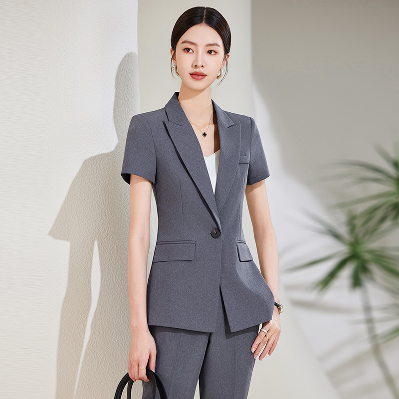 Navy Blue Short Sleeve Suit Se - Women'S Formal Wear Stores ulasan dan harga