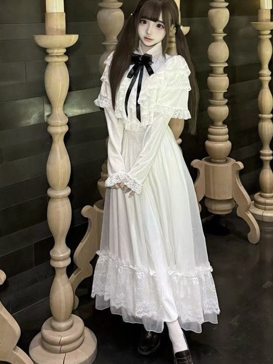 Japanese Short Sleeve Bow Lace - Formal Wear Women Us ulasan dan harga