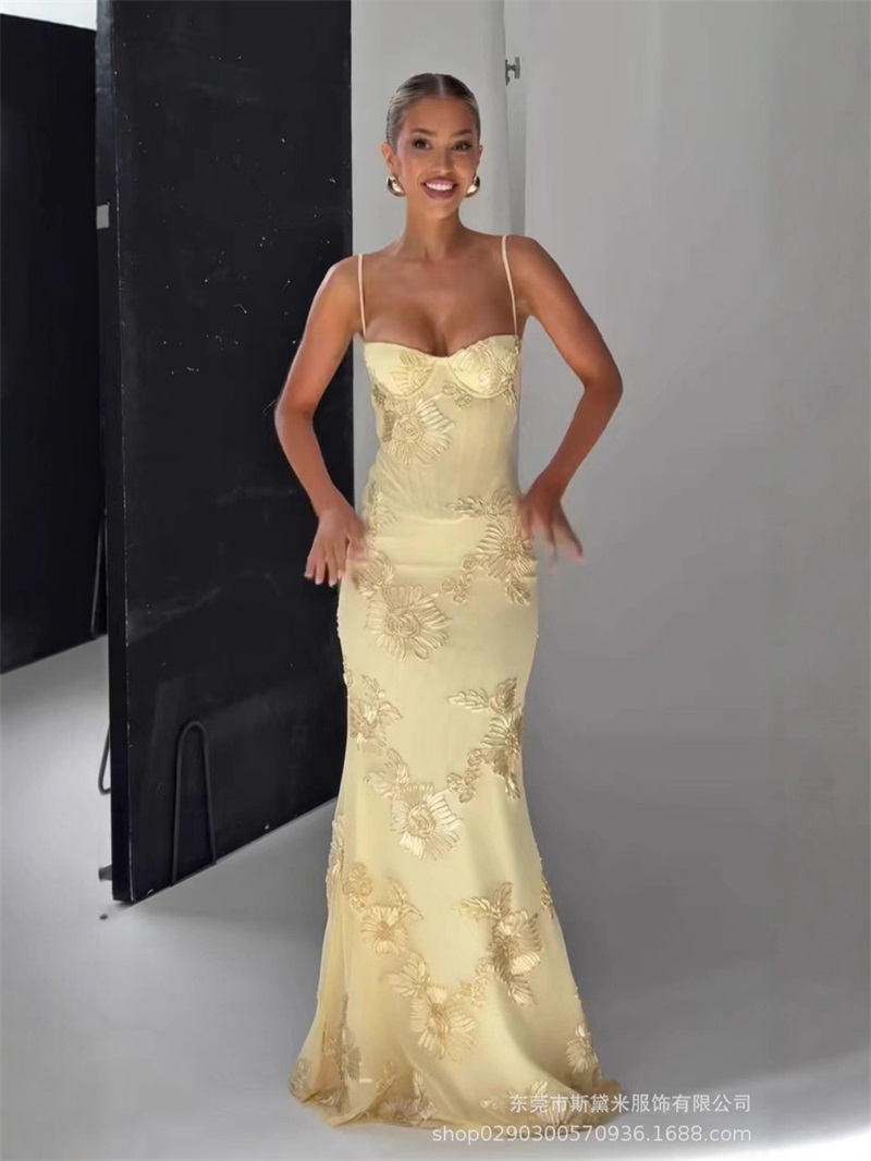Yellow Embroidery Women Prom D - Yellow Formal Wear Women ulasan dan harga