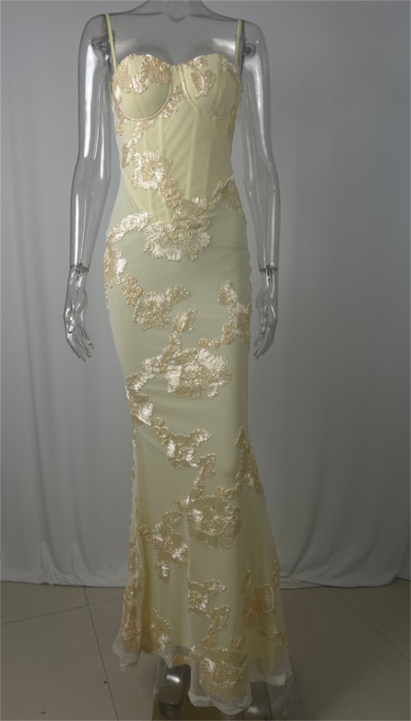 Yellow Embroidery Women Prom D - Yellow Formal Wear Women ulasan dan harga