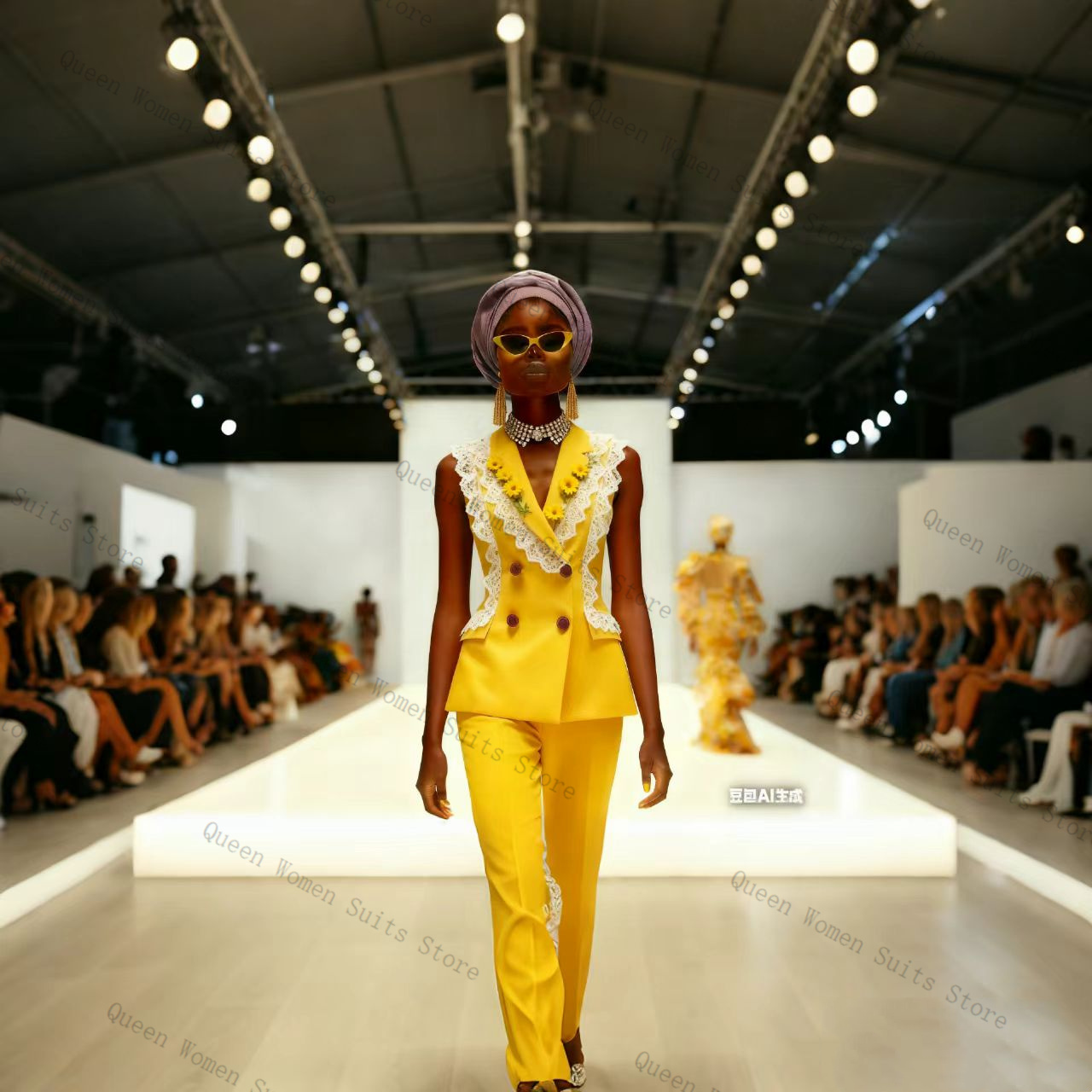 Yellow White Lace Women Suit P - Yellow Formal Wear Women ulasan dan harga