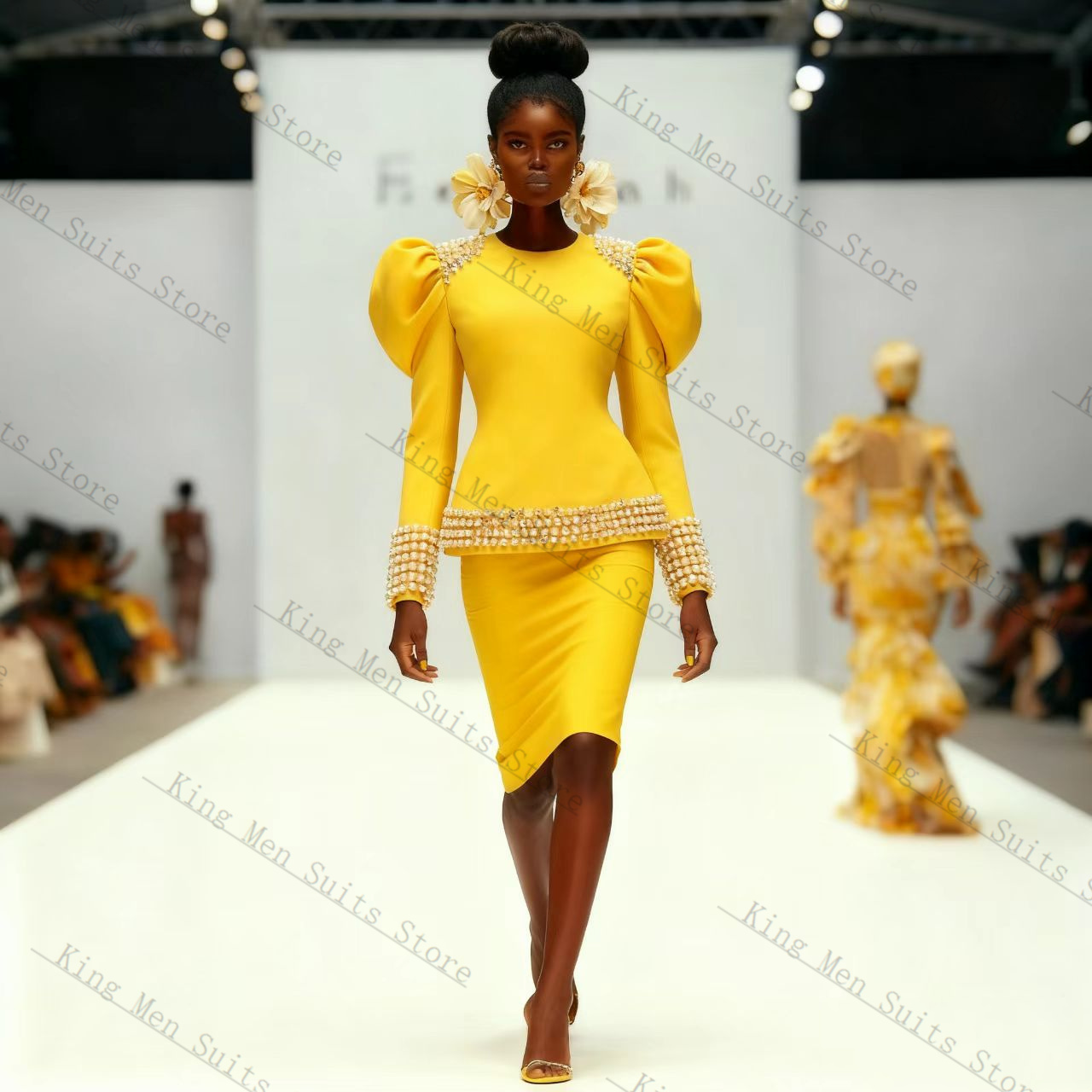 Yellow Black Women Suit Set 2  - Yellow Formal Wear Women ulasan dan harga
