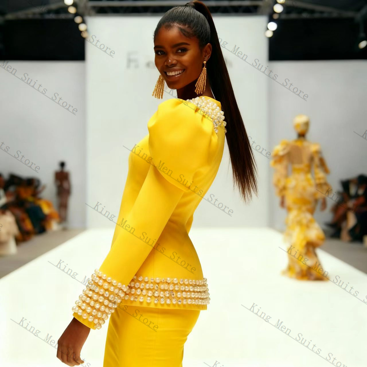 Yellow Black Women Suit Set 2  - Yellow Formal Wear Women ulasan dan harga