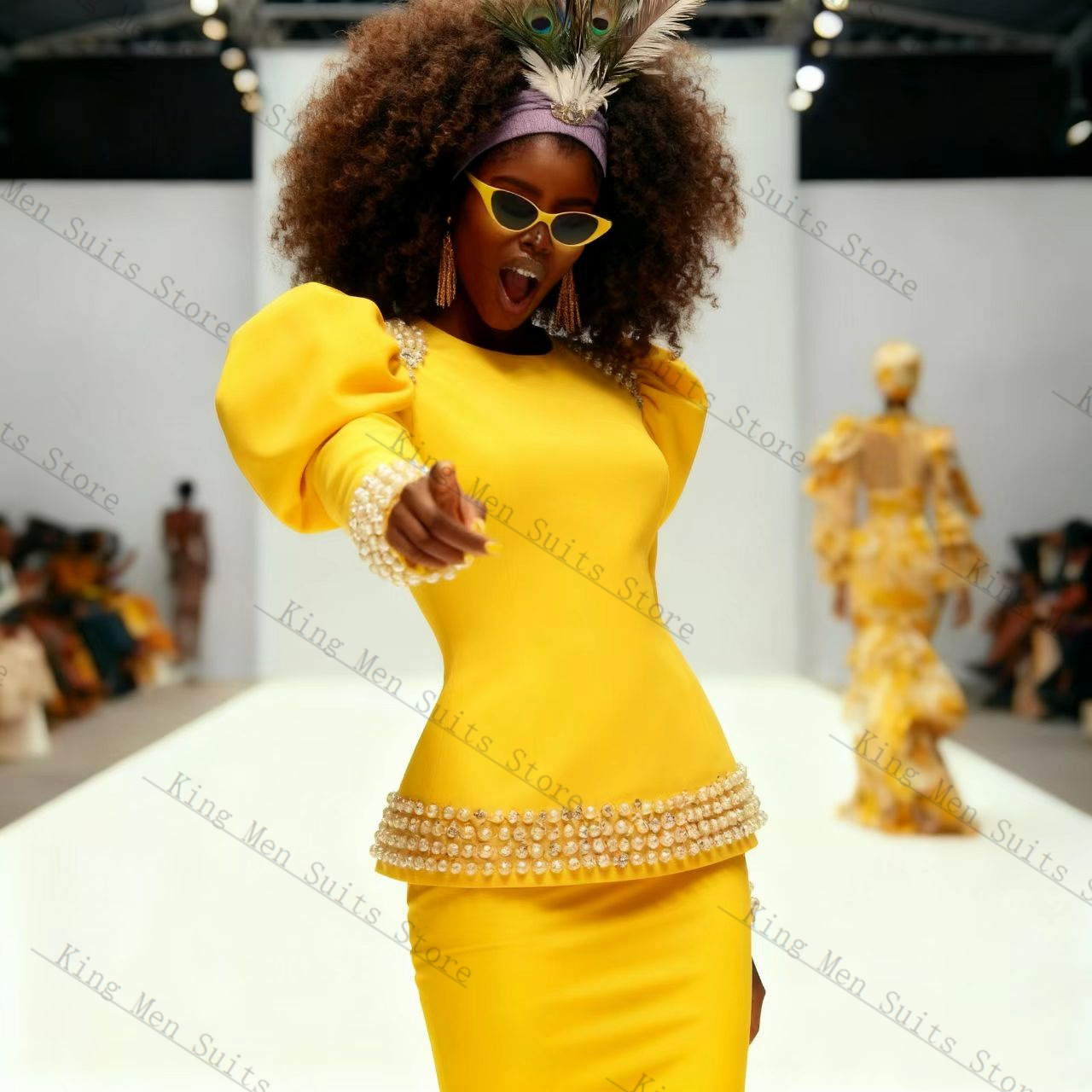 Yellow Black Women Suit Set 2  - Yellow Formal Wear Women ulasan dan harga