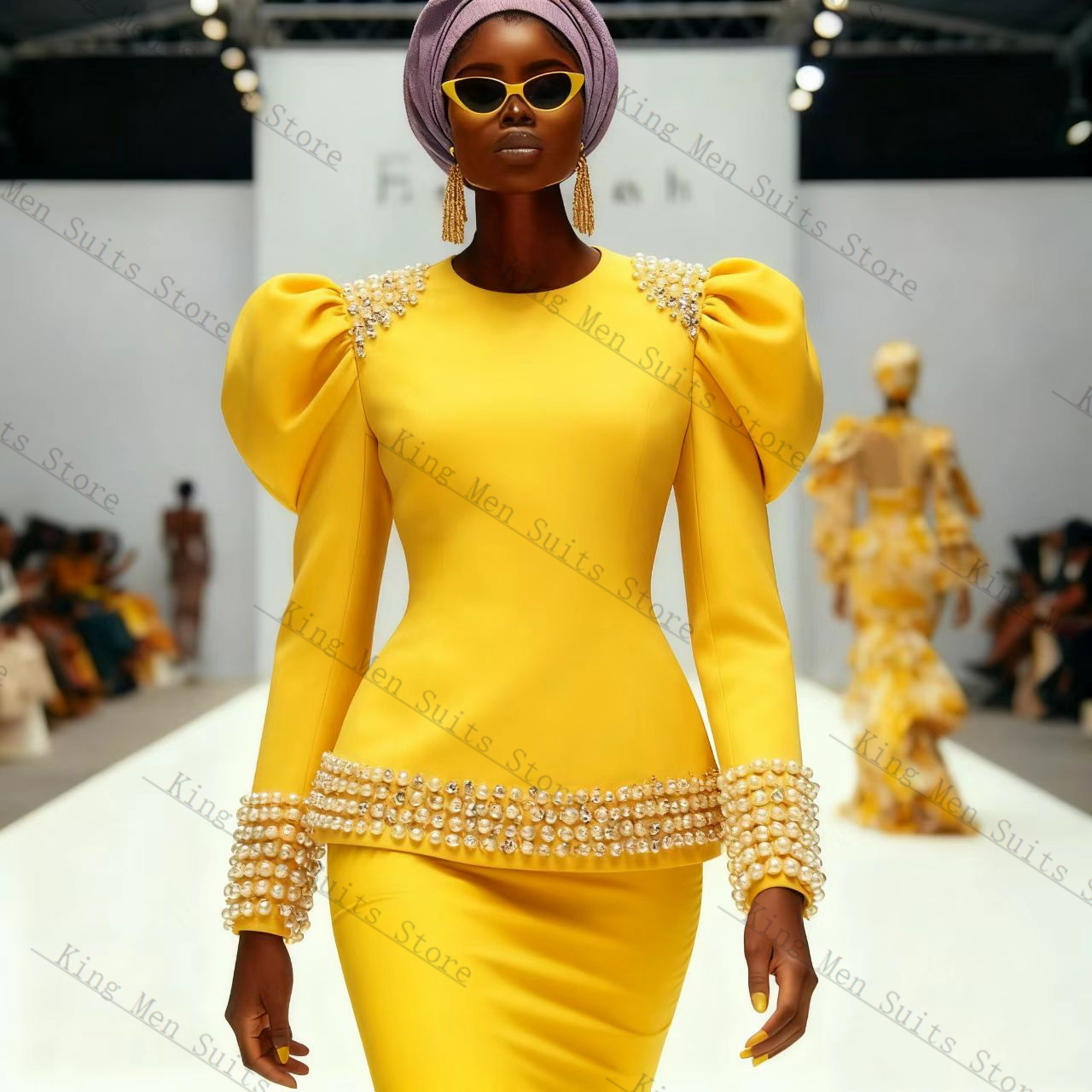Yellow Black Women Suit Set 2  - Yellow Formal Wear Women ulasan dan harga