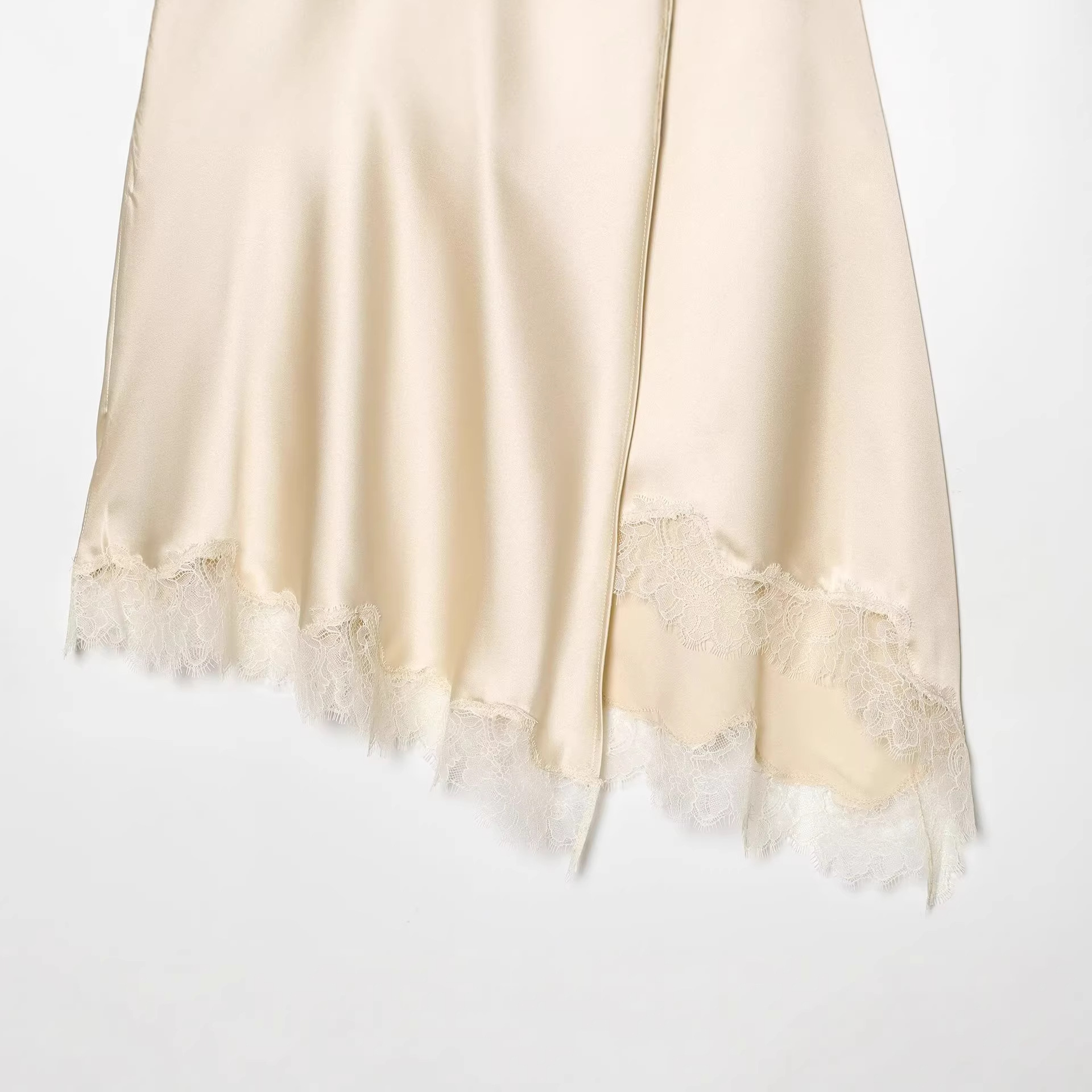 Women's Elegant Satin Lace Hem - Yellow Formal Wear Women ulasan dan harga