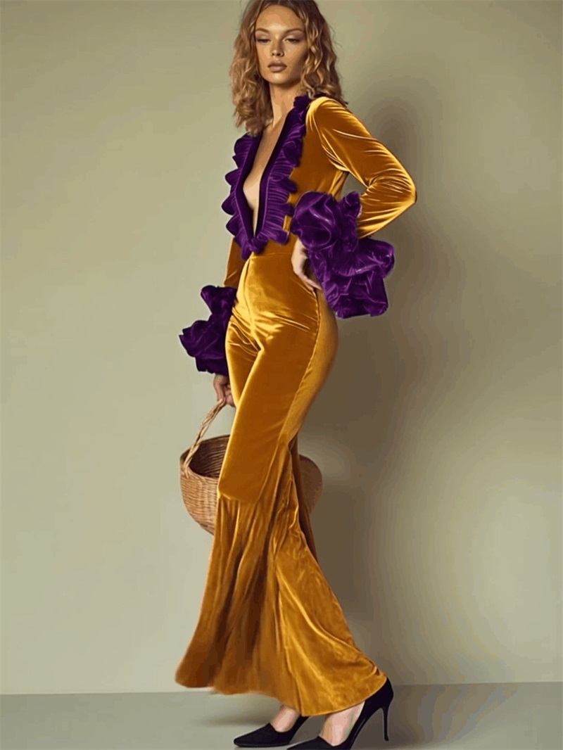 Yellow Purple Velvet Women Jum - Yellow Formal Wear Women ulasan dan harga