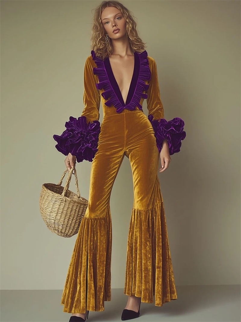 Yellow Purple Velvet Women Jum - Yellow Formal Wear Women ulasan dan harga